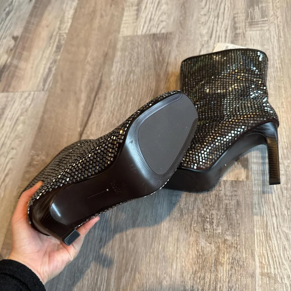 ZARA ZARA RHINESTONE HEELED ANKLE BOOTS - SIZE 8 or 38 - Picture 8 of 8
